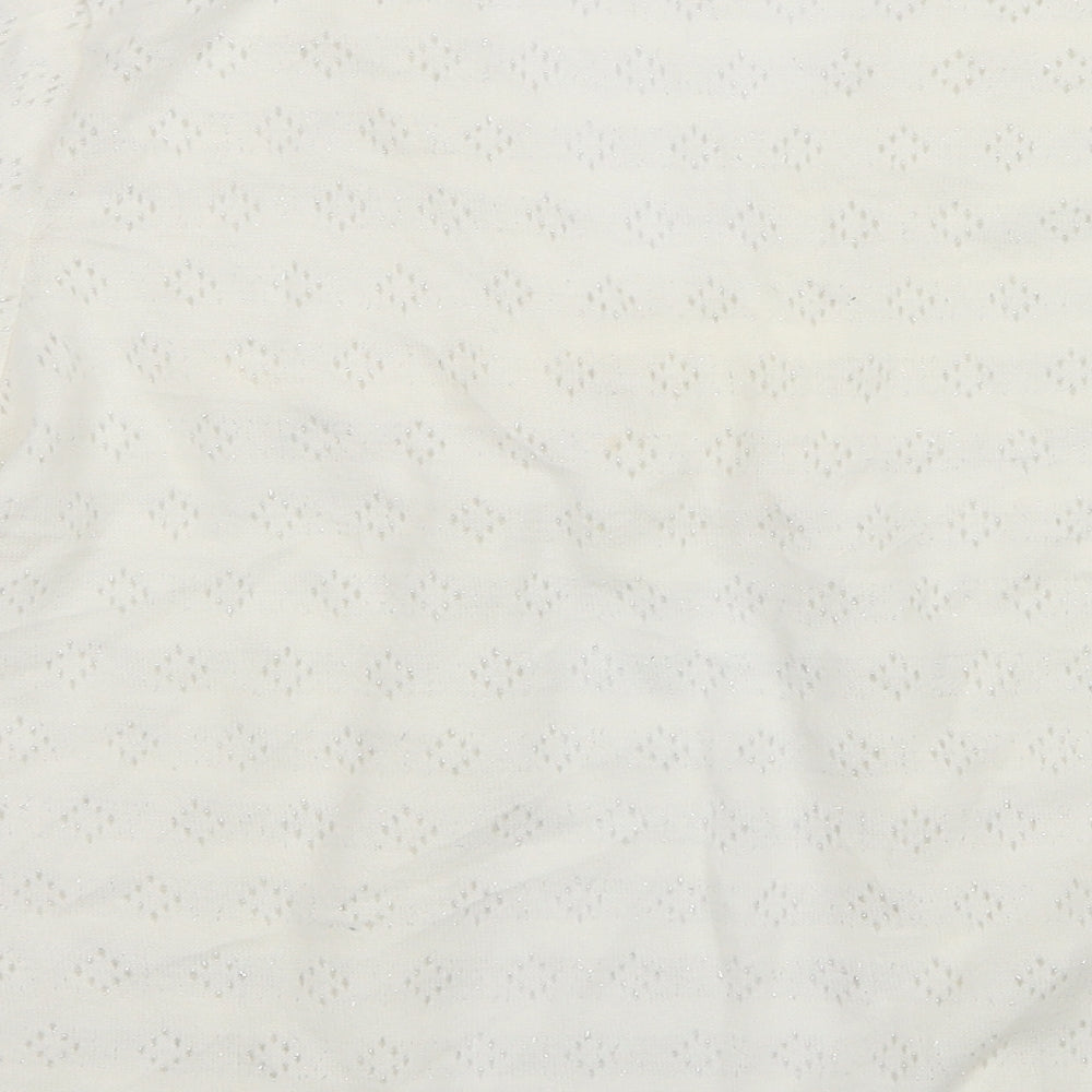 Slenderella Womens White  Knit Cardigan Jumper Size M
