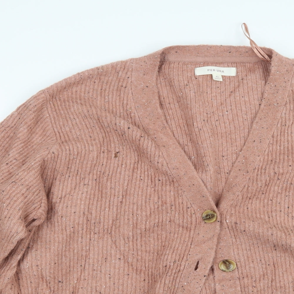 Per Una Womens Pink  Knit Cardigan Jumper Size XL