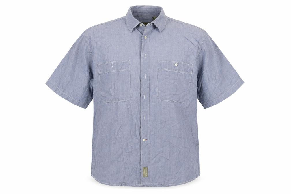 Mens UK Size L Haggar Blue  Button-Up Short Sleeve Casual Shirt
