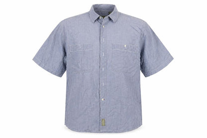 Mens UK Size L Haggar Blue  Button-Up Short Sleeve Casual Shirt