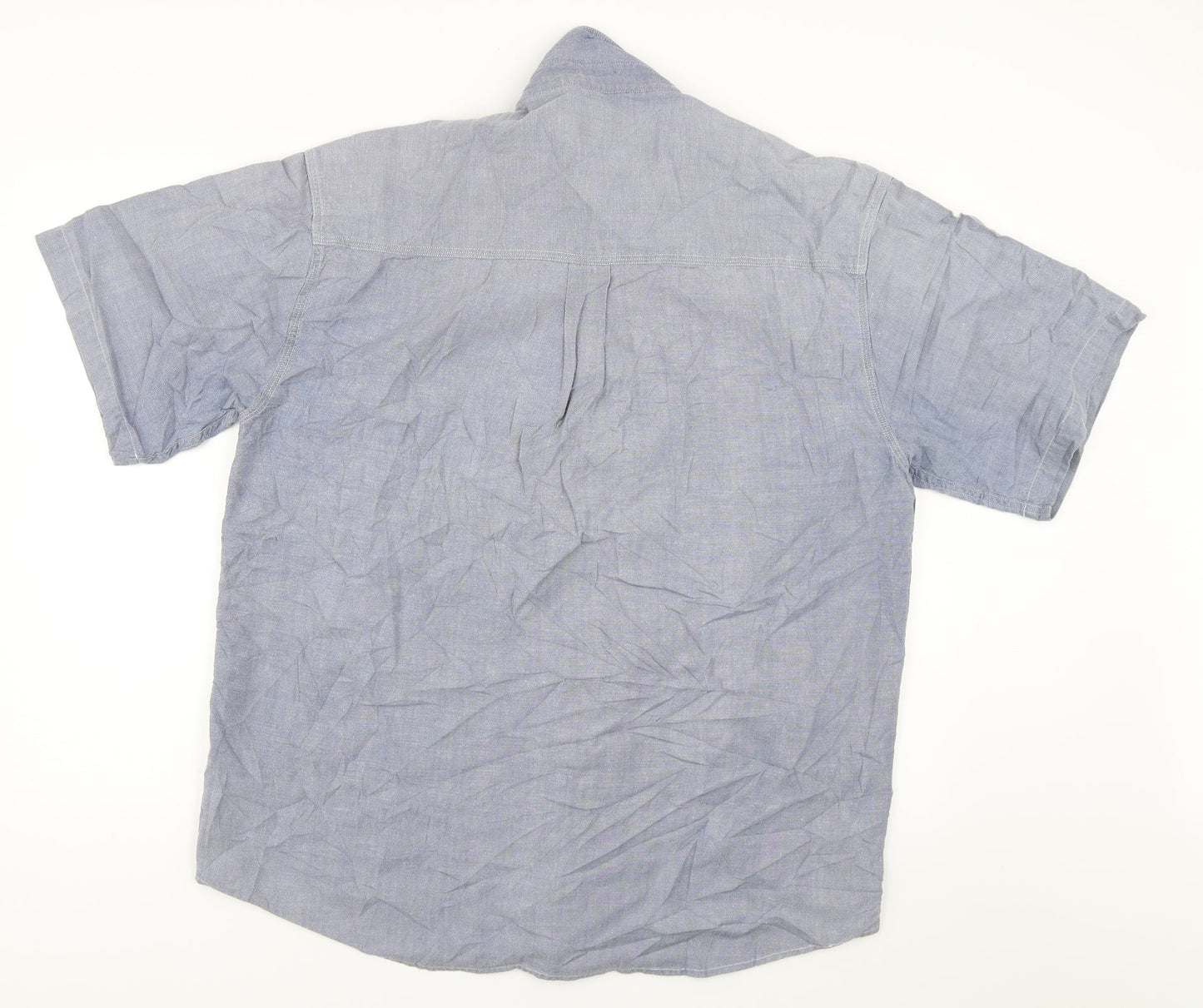 Mens UK Size L Haggar Blue  Button-Up Short Sleeve Casual Shirt