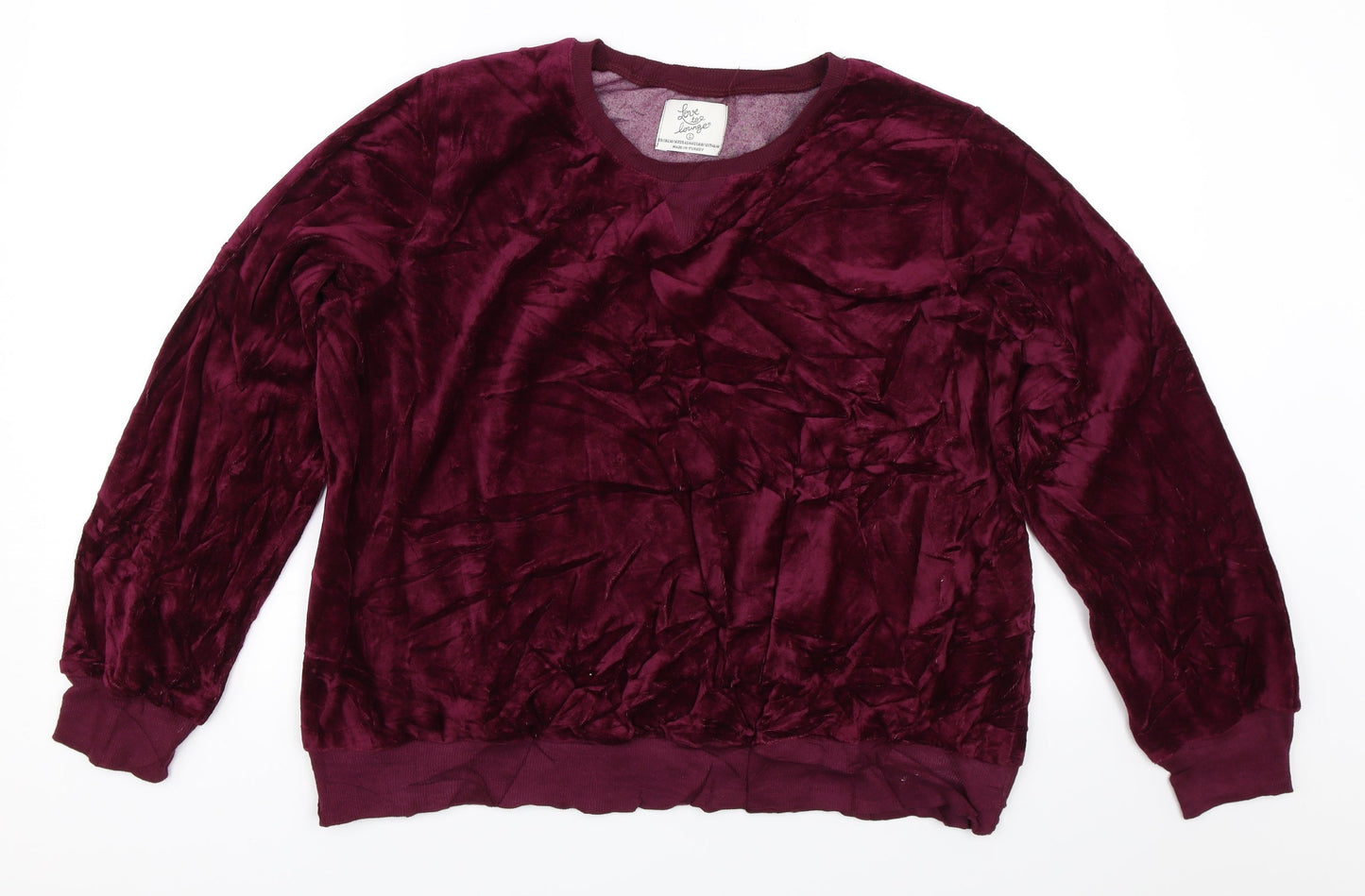 Love To Lounge Womens Purple  Velour Pullover Sweatshirt Size L