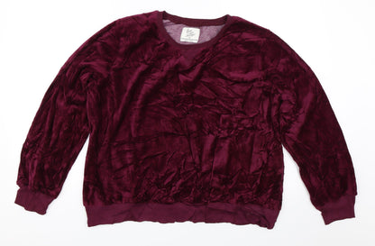 Love To Lounge Womens Purple  Velour Pullover Sweatshirt Size L