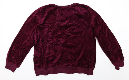 Love To Lounge Womens Purple  Velour Pullover Sweatshirt Size L