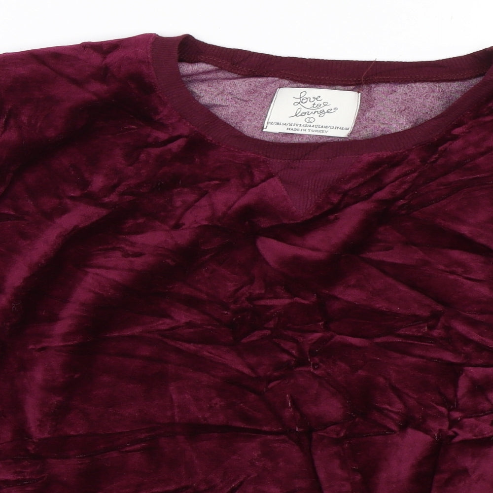 Love To Lounge Womens Purple  Velour Pullover Sweatshirt Size L