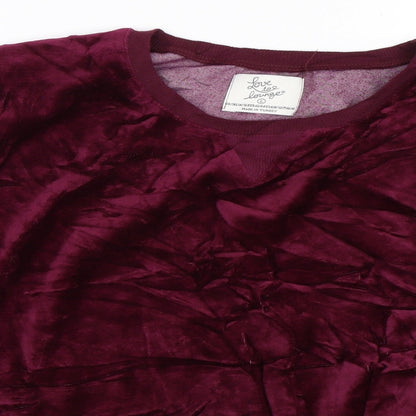 Love To Lounge Womens Purple  Velour Pullover Sweatshirt Size L