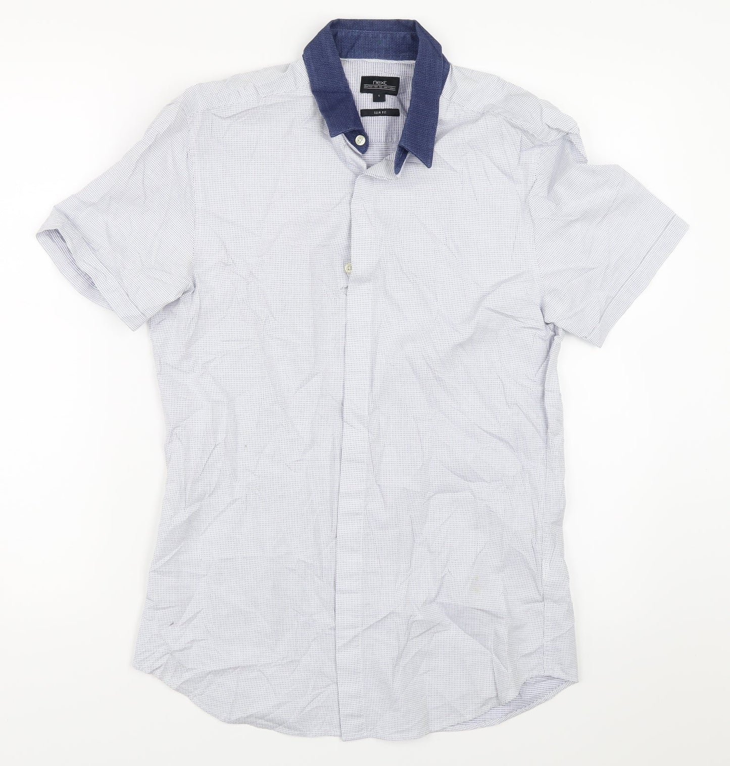 Mens UK Size S NEXT Blue  Button-Up Short Sleeve Casual Shirt