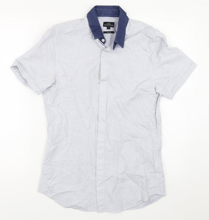 Mens UK Size S NEXT Blue  Button-Up Short Sleeve Casual Shirt