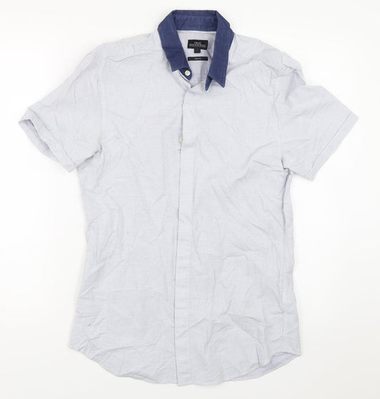 Mens UK Size S NEXT Blue  Button-Up Short Sleeve Casual Shirt