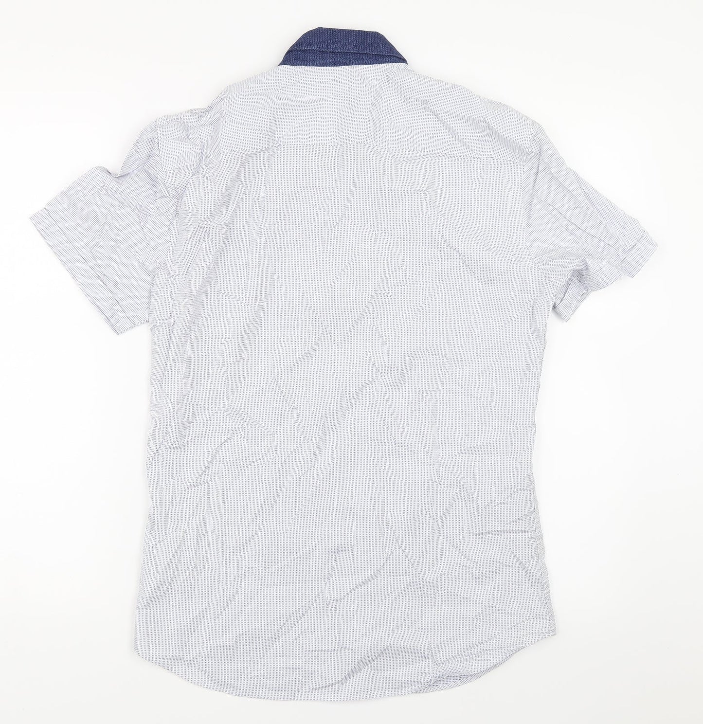 Mens UK Size S NEXT Blue  Button-Up Short Sleeve Casual Shirt