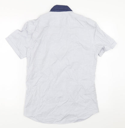Mens UK Size S NEXT Blue  Button-Up Short Sleeve Casual Shirt