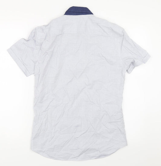 Mens UK Size S NEXT Blue  Button-Up Short Sleeve Casual Shirt