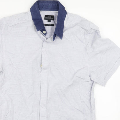 Mens UK Size S NEXT Blue  Button-Up Short Sleeve Casual Shirt