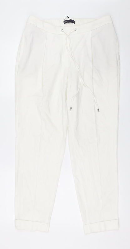 Womens UK Size 12 Marks and Spencer Regular Fit  White Trousers