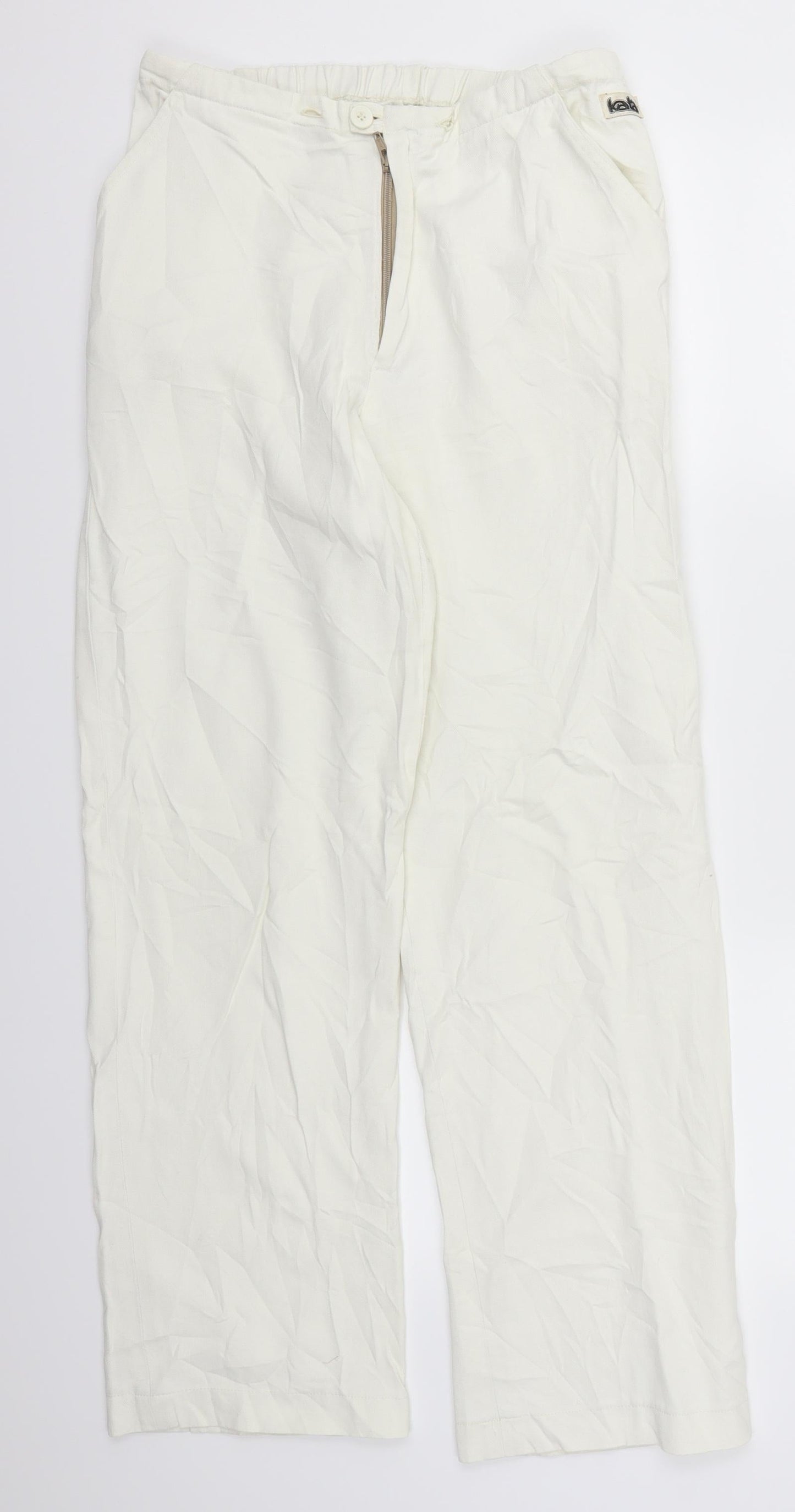 Womens UK Size M Preworn Regular Fit  White Trousers