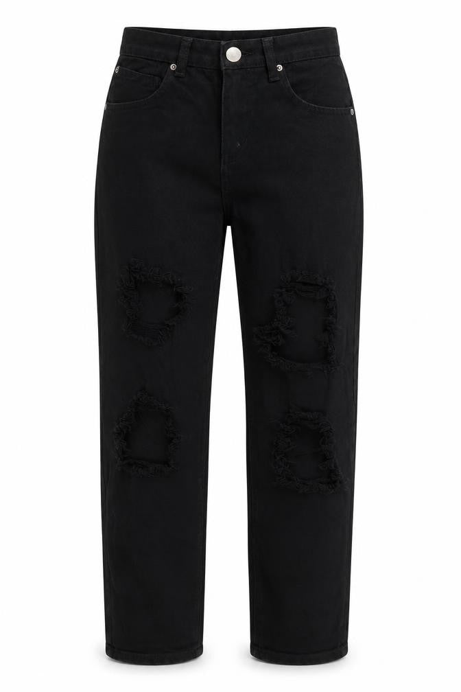 Womens UK Size 6 Boohoo Regular Fit Mom Black Jeans