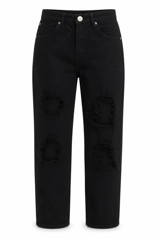 Womens UK Size 6 Boohoo Regular Fit Mom Black Jeans