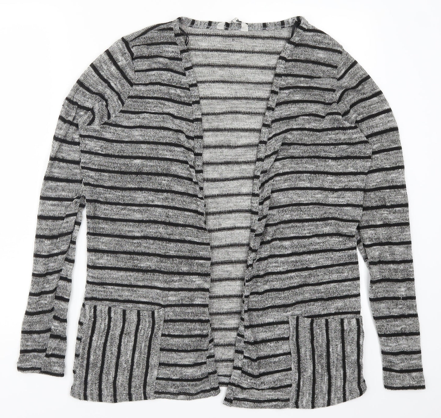 Peacocks Womens Silver Striped  Cardigan Jumper Size M