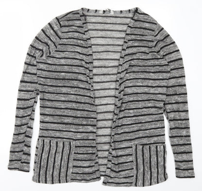 Peacocks Womens Silver Striped  Cardigan Jumper Size M