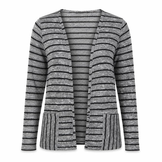 Peacocks Womens Silver Striped  Cardigan Jumper Size M
