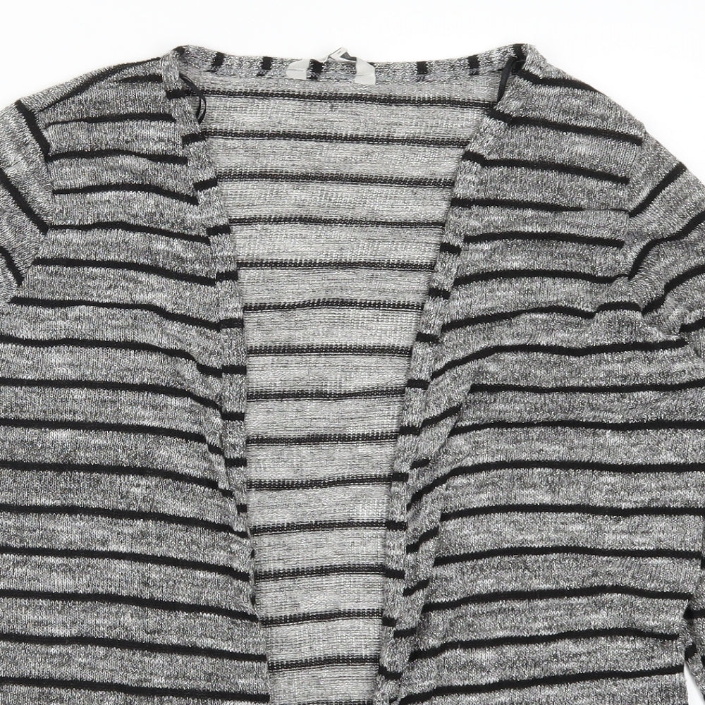 Peacocks Womens Silver Striped  Cardigan Jumper Size M