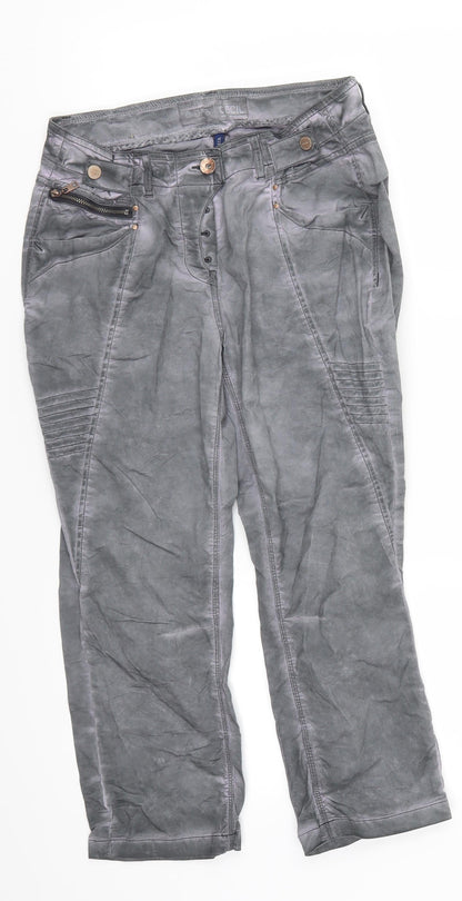 Womens UK Size 26 in Cecil Regular Fit Cropped Grey Trousers