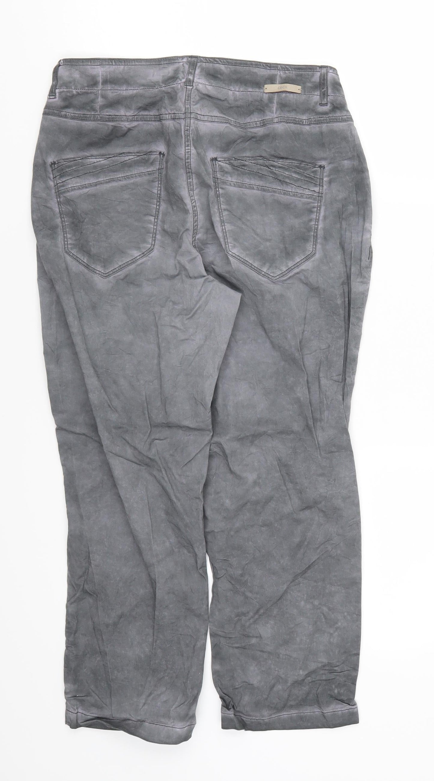 Womens UK Size 26 in Cecil Regular Fit Cropped Grey Trousers