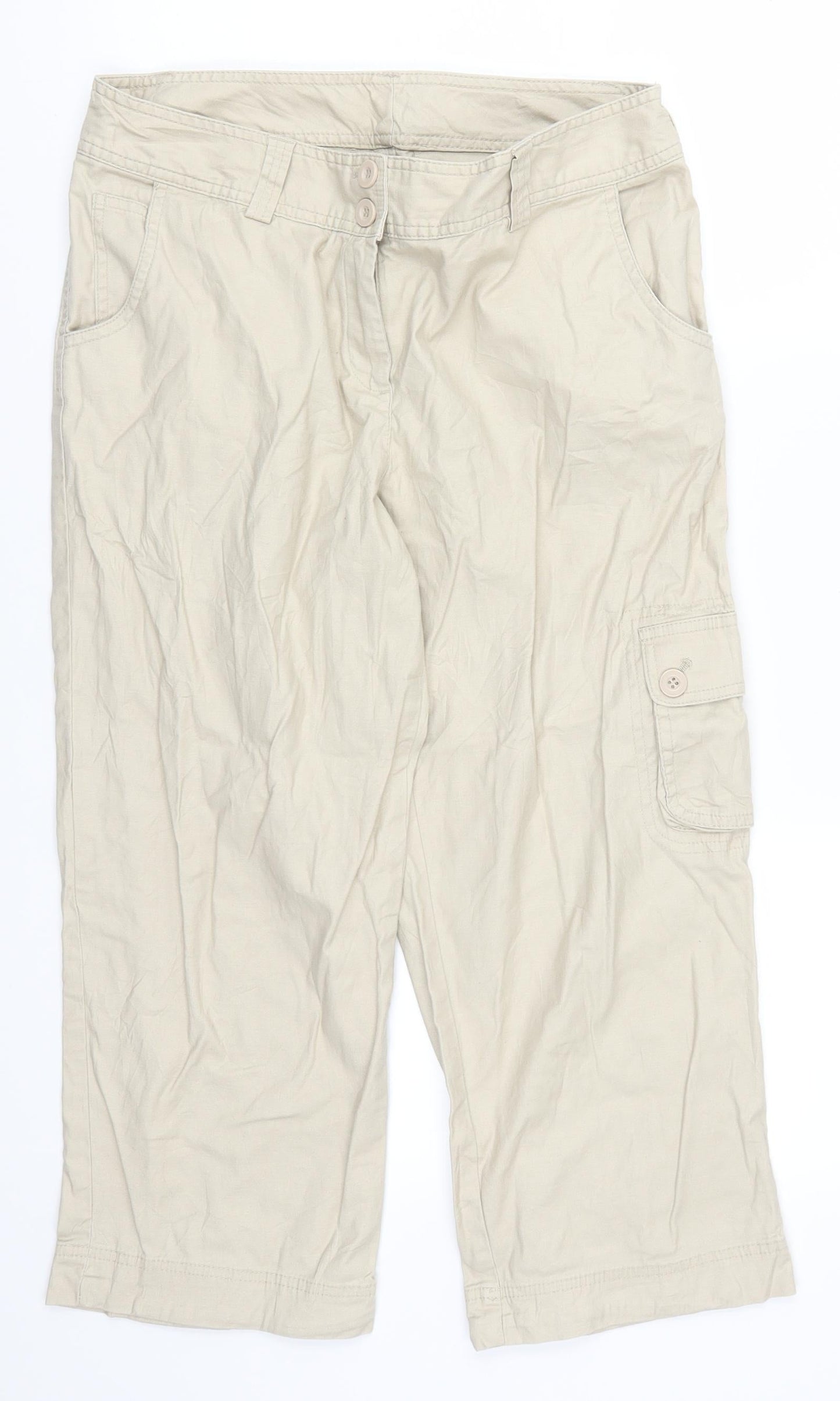 Mian Womens Beige   Cropped Trousers Size 32 in L22 in