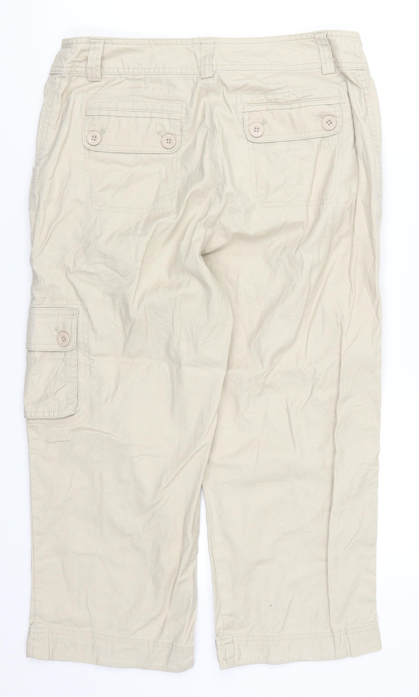 Mian Womens Beige   Cropped Trousers Size 32 in L22 in