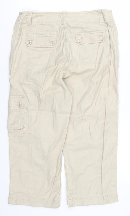 Mian Womens Beige   Cropped Trousers Size 32 in L22 in