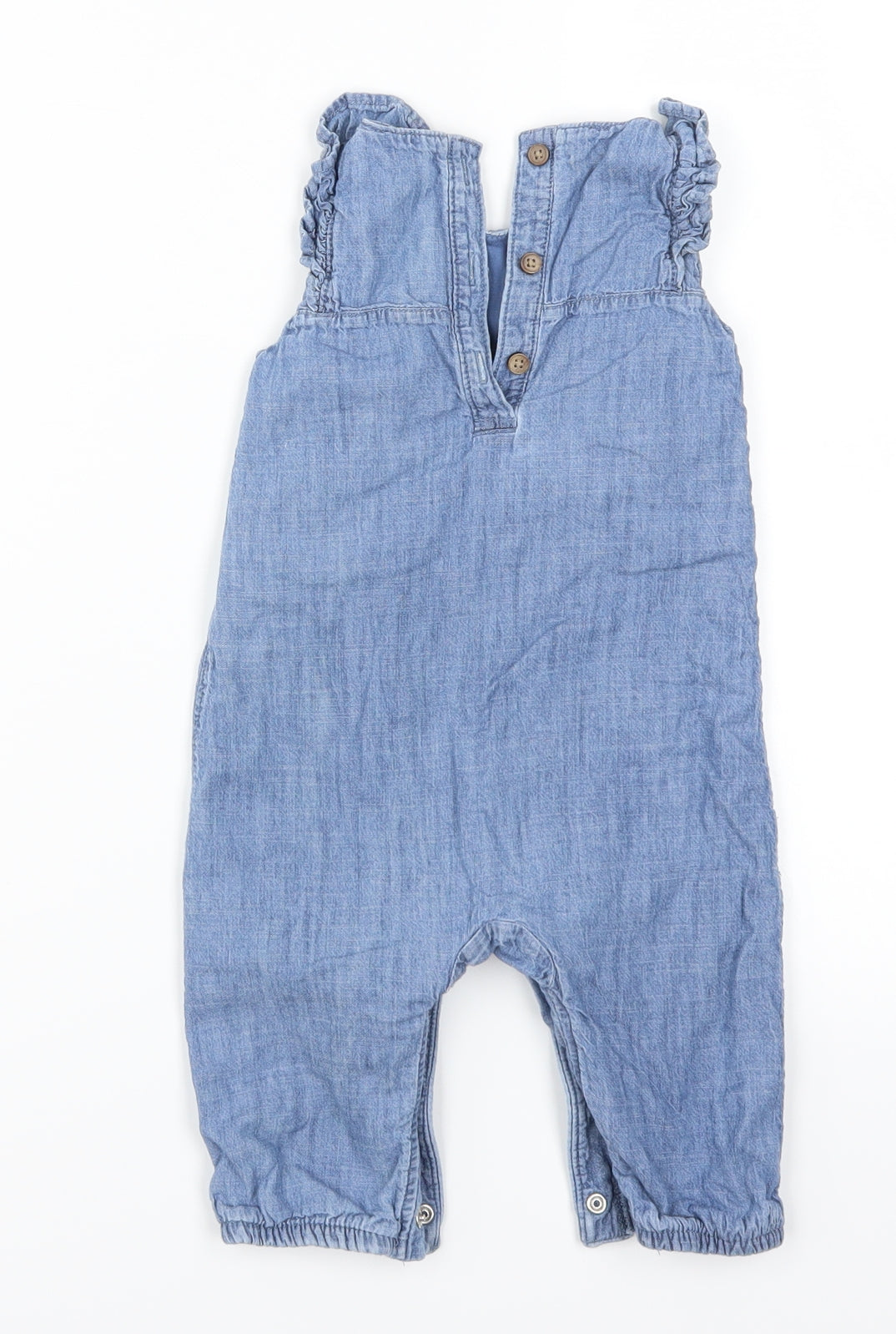 Marks and Spencer Girls Blue Floral Denim Romper One-Piece Size 6-9 Months