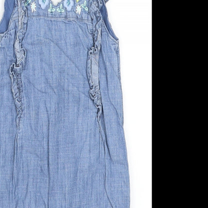 Marks and Spencer Girls Blue Floral Denim Romper One-Piece Size 6-9 Months