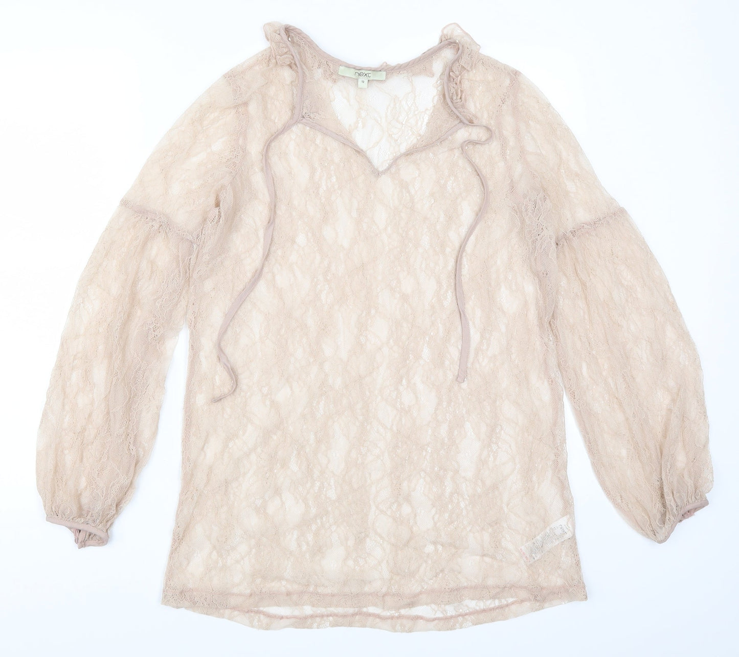 Womens UK Size 12 NEXT Beige Basic Blouse