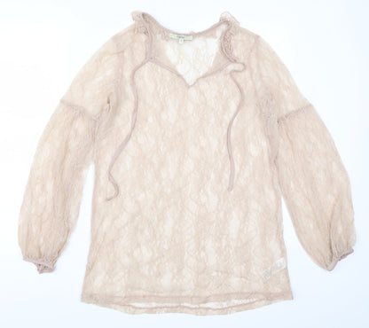 Womens UK Size 12 NEXT Beige Basic Blouse