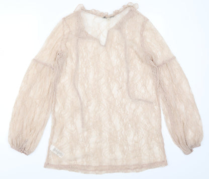Womens UK Size 12 NEXT Beige Basic Blouse