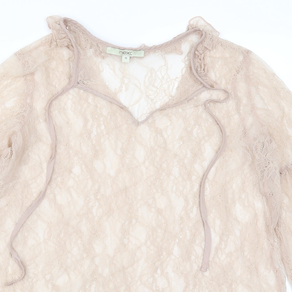 Womens UK Size 12 NEXT Beige Basic Blouse