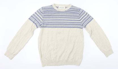 River Island Mens Beige Striped  Pullover Jumper Size S