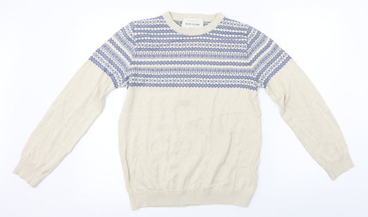 River Island Mens Beige Striped  Pullover Jumper Size S