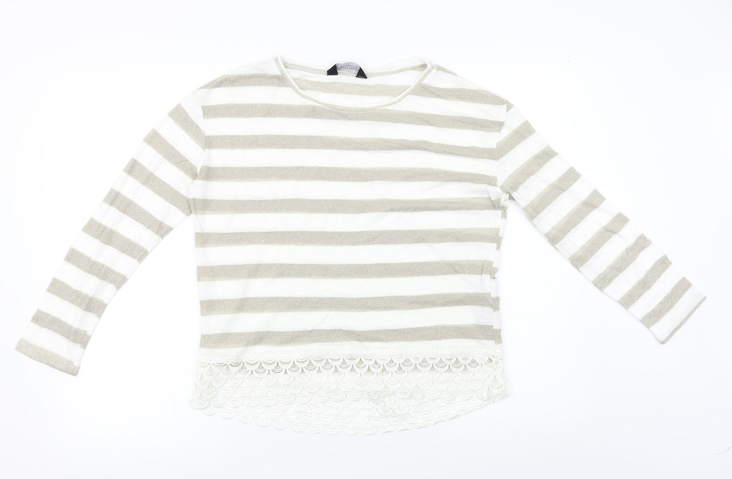 Dorothy Perkins  Womens Beige Striped  Pullover Jumper Size 14