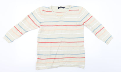 ISLE Essentials  Womens Beige Striped  Pullover Jumper Size M