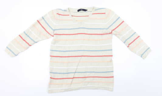 ISLE Essentials  Womens Beige Striped  Pullover Jumper Size M