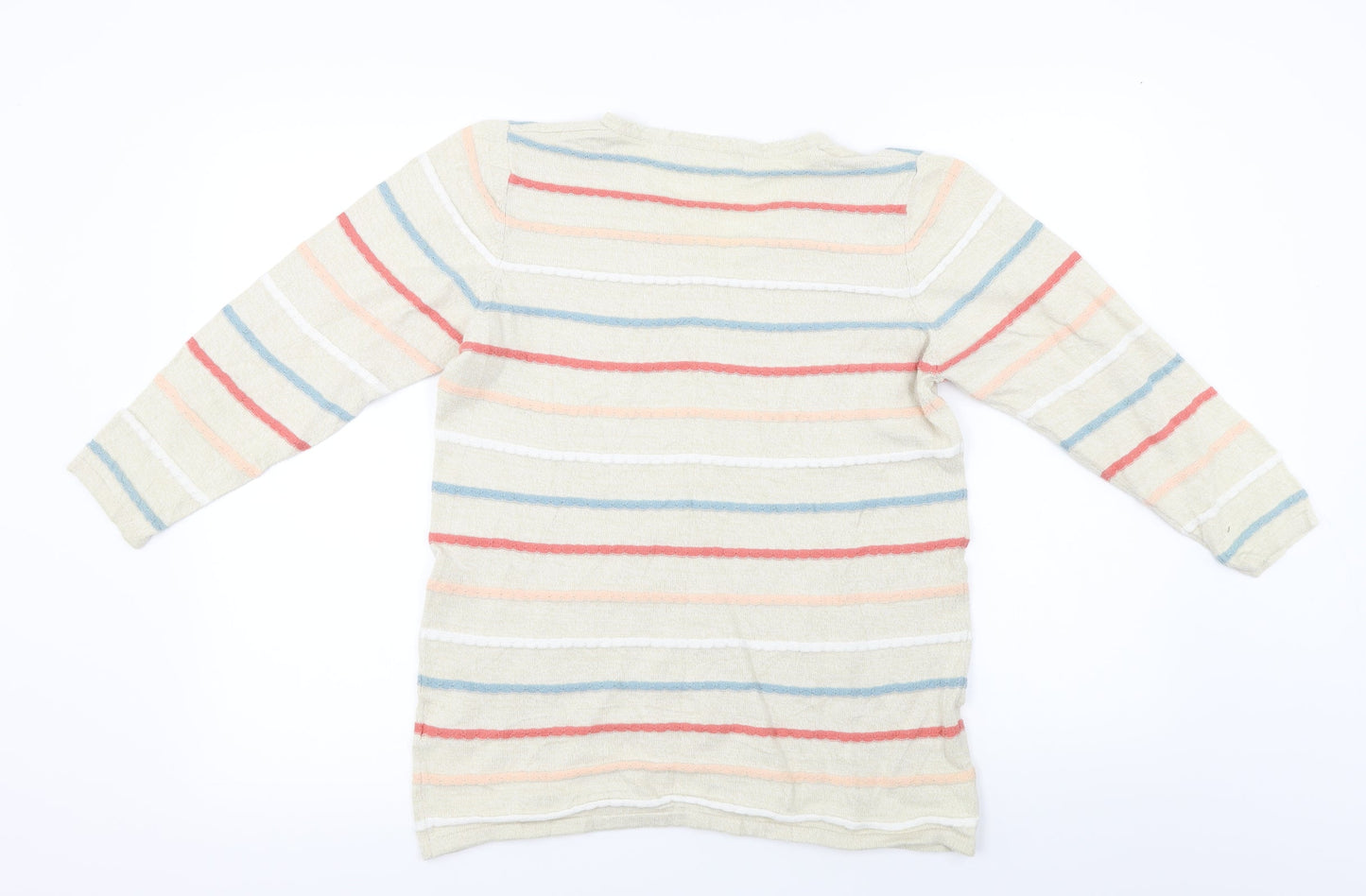 ISLE Essentials  Womens Beige Striped  Pullover Jumper Size M