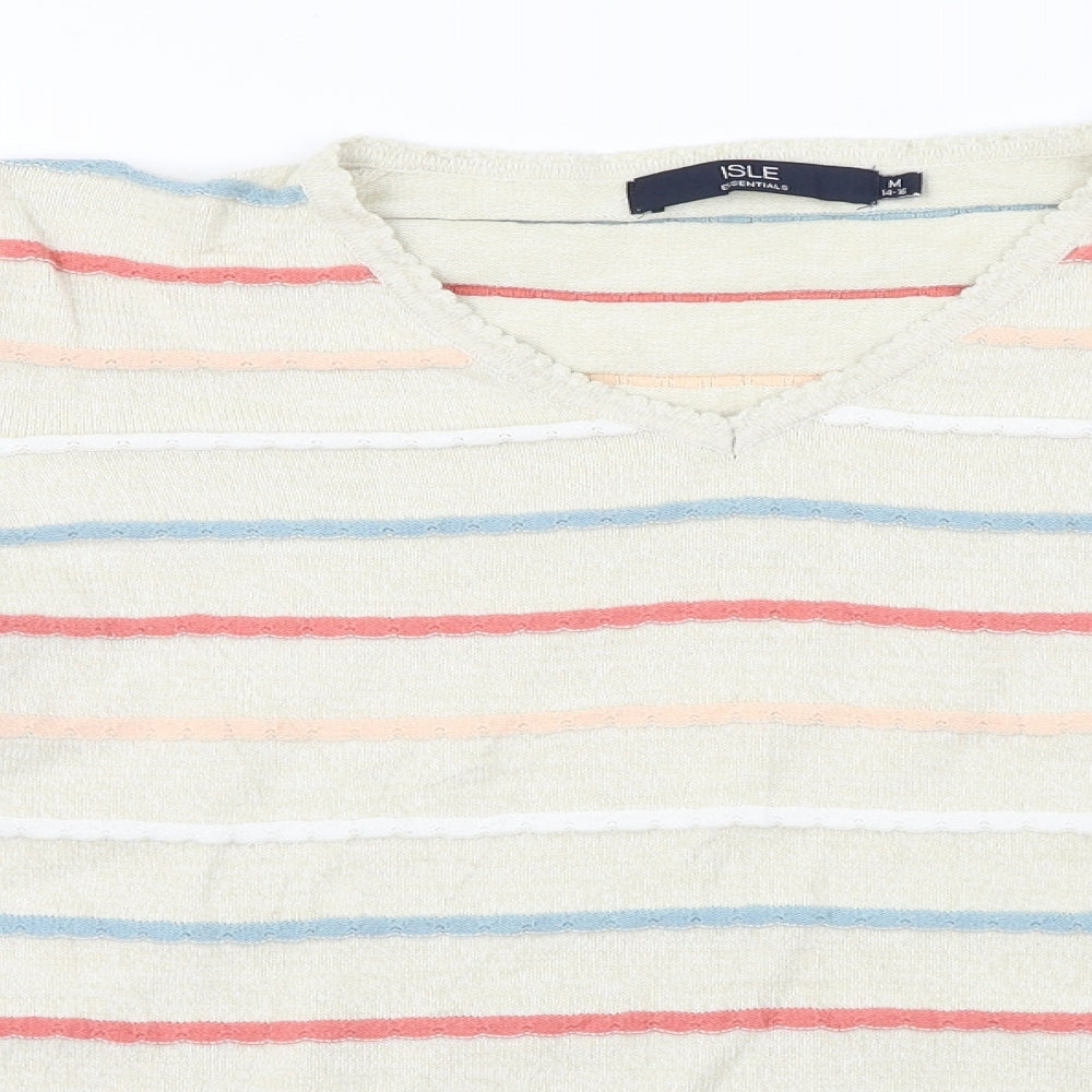 ISLE Essentials  Womens Beige Striped  Pullover Jumper Size M