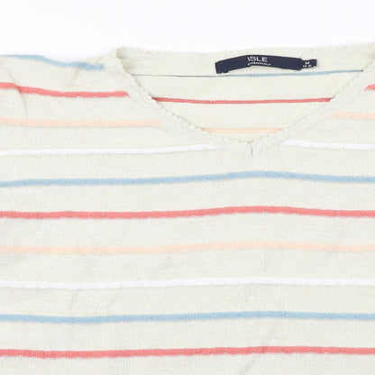 ISLE Essentials  Womens Beige Striped  Pullover Jumper Size M