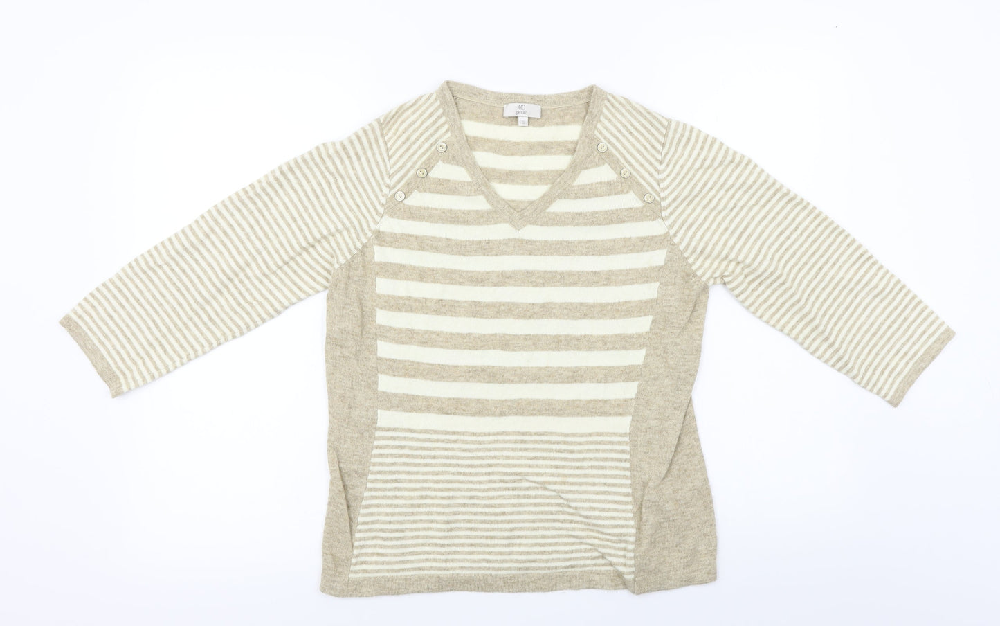 Country Casuals  Womens Beige Striped  Pullover Jumper Size S