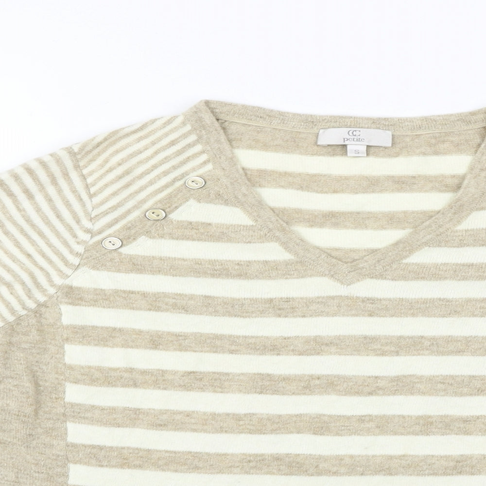 Country Casuals  Womens Beige Striped  Pullover Jumper Size S