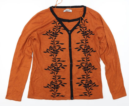 Alexara  Womens Brown Floral  Cardigan Jumper Size M