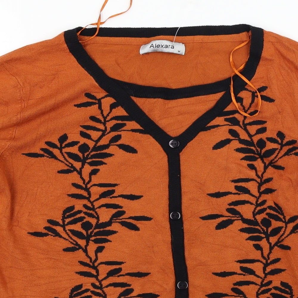 Alexara  Womens Brown Floral  Cardigan Jumper Size M