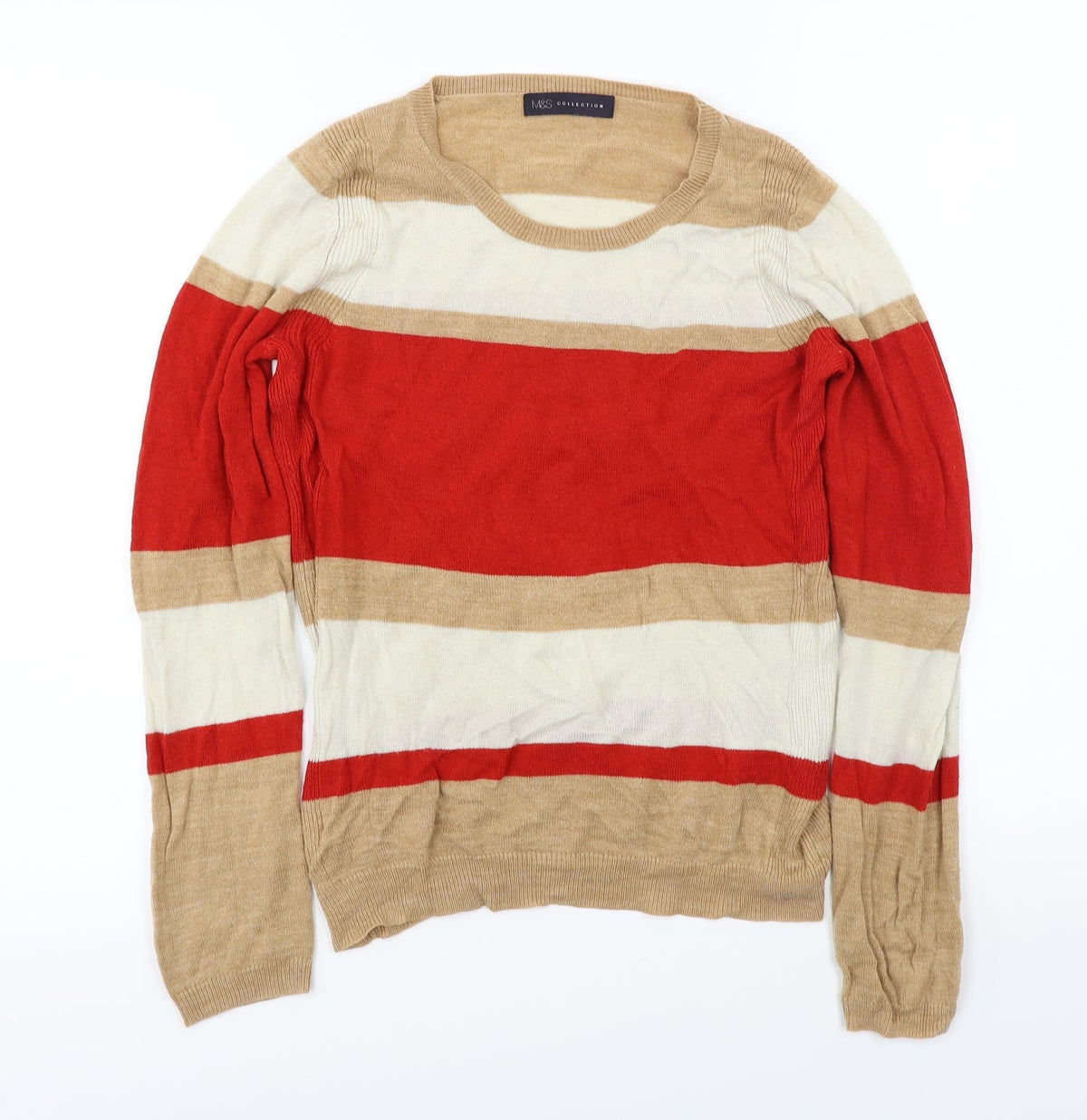 Marks & Spencer  Womens Brown Striped  Pullover Jumper Size 8