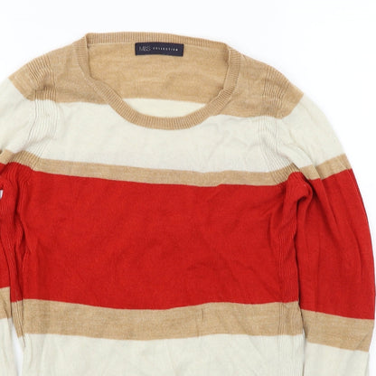 Marks & Spencer  Womens Brown Striped  Pullover Jumper Size 8